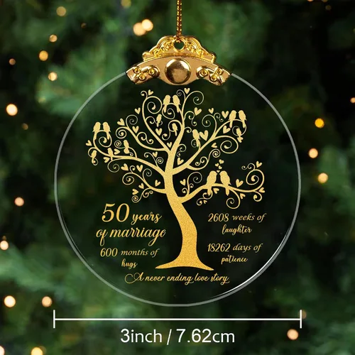 Miniatura 2 de Regalos de ornamento de boda de 50 años para el 50 aniversario, ornamentos de boda de 50 aniversario, regalo de ornamento de vidrio de 50 años como