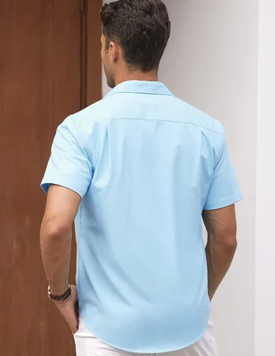Miniatura 3 de COOFANDY Camisas casuales de lino de manga corta con botones para hombre