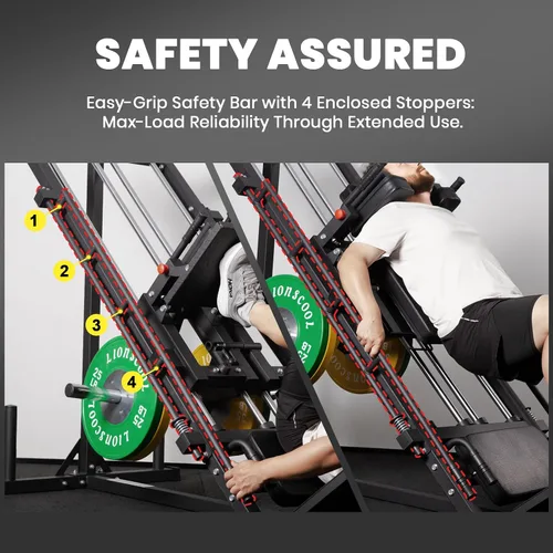 Miniatura 8 de LIONSCOOL Upgraded 3-in-1 Leg Press Hack Squat Machine with Weight Storage, Professional Adjustable Iso-Lateral Trainer with Linear Bearing for Home