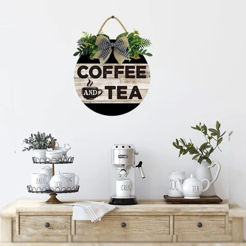 Miniatura 2 de KPSheng Letrero de café y té, decoración de pared de barra de café de 11 pulgadas, letreros de madera de café para decoración del hogar, arte