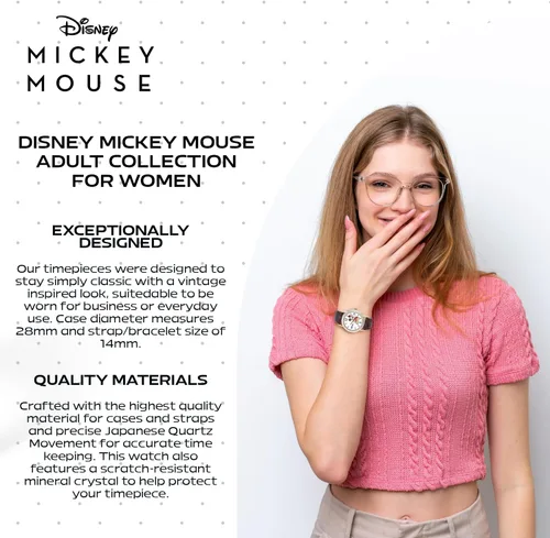 Miniatura 5 de Disney Mickey Watch - Watch for Women - Mickey Mouse Watches for Women Toys - 90s Mouse - Vintage - Articulating Hands - Gold Case - Brown Leather