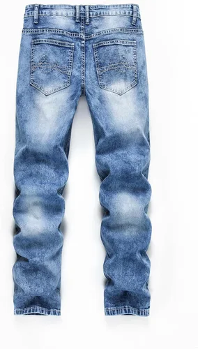 Miniatura 5 de Jeans negros apilados para hombre, jeans rasgados y rasgados, pantalones de mezclilla rectos Harajuku, pantalones de hip hop, ropa de calle