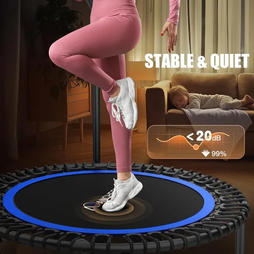 Miniatura 7 de ANCHEER Trampolín Reboteador Plegable de 48" para Adultos/Niños con Bandas de Resistencia y Cuerdas Elásticas, Mini Trampolín Interior y Exterior