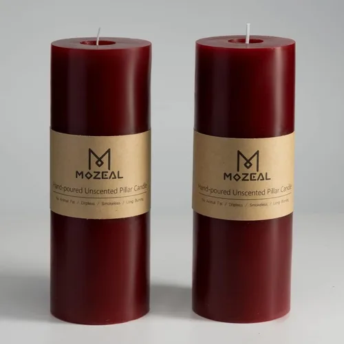 Miniatura 58 de MOZEAL Velas grandes sin perfume vertidas a mano de 3 x 8 pulgadas, sin humo, juego de 2, combustión lenta, sin goteo, aproximadamente 150 horas