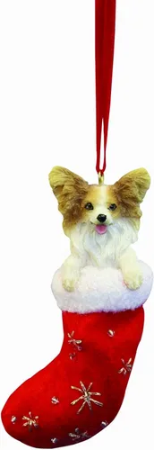 Papillion - Adorno navideño con detalles pintados a mano y cosidos con texto en inglés "Santa's Little Pals"