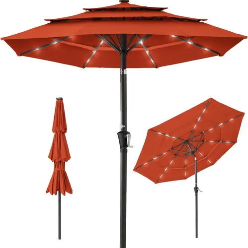 Miniatura 21 de Best Choice Products - Sombrilla solar de 10 pies de 3 niveles para patio, sombrilla de sol para exteriores, mercado, patio trasero, terraza, junto