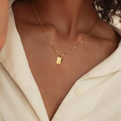 Miniatura 2 de Gold Initial Necklaces for Women Non Tarnish, 14K Gold Dainty Square Letter Pendant Necklace Waterproof A-Z Trendy Thin Chain Name Necklace