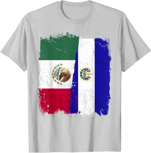 Miniatura 69 de Camiseta con la bandera mexicana de El Salvador con la mitad de la bandera mexicana de El Salvador
