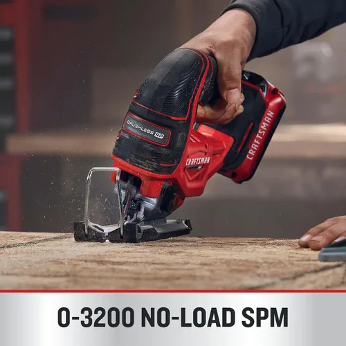 Miniatura 4 de CRAFTSMAN V20 RP - Sierra de calar inalámbrica, 3 ajustes orbitales, hasta 3,200 SPM, velocidad variable sin llave, solo herramienta (CMCS650B)