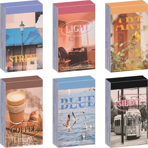 6 Juegos de 300 Piezas Libro de Calcomanías Washi para Diario, Paisajes Diarios Cosas de la Vida Viajes Calcomanías Vintage Estética Moda Juego de