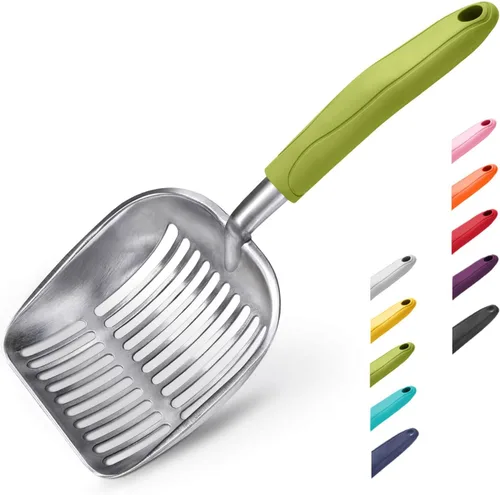 Miniatura 26 de WePet Cuchara de arena para gatos, tamiz de aleación de aluminio, pala de metal profunda, mango largo, tamizado de excrementos, levantador de heces