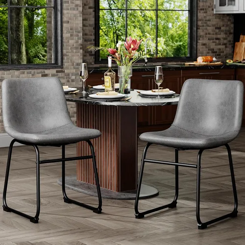 Miniatura 41 de YaFiti - Juego de 2 sillas de comedor de 18 pulgadas, sillas modernas tapizadas para comedor con cojines de piel sintética y patas de metal, silla