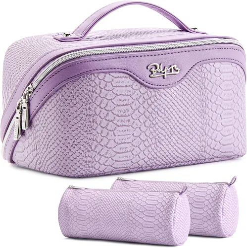 Miniatura 23 de BOYATU Bolsa organizadora de maquillaje de viaje, bolsa de cosméticos: Juego de 3 bolsas de maquillaje para mujeres con asa - Bolsas de aseo