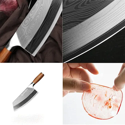 Miniatura 4 de BLADESMITH Cuchillo de carnicero para carne y verduras no congeladas, rebanadora de cocina de chef chino de 7", hoja de acero inoxidable alemán HC