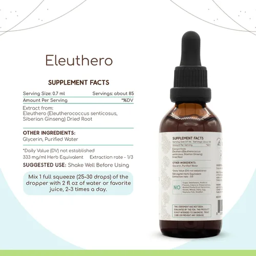 Miniatura 3 de Eleuthero B60 - Tintura de extracto de hierbas sin alcohol, gotas líquidas concentradas naturales (Eleutherococcus Senticosus, ginseng siberiano) 2