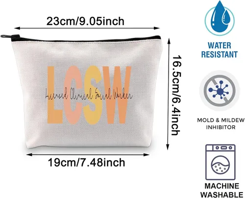 Miniatura 2 de BLUPARK Trabajador Social Regalo Trabajador Social LMSW LISW LCSW Bolsa de Maquillaje Trabajador Social Regalo de Graduación Trabajo Social Regalo