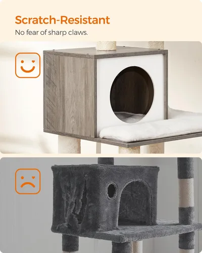 Miniatura 8 de Feandrea Árbol para gatos, torre moderna para gatos de 56.3 pulgadas, condominio de felpa de varios niveles con postes rascadores, hamaca, cojín