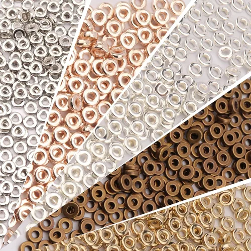 Miniatura 9 de 1000 cuentas espaciadoras redondas planas para manualidades, cuentas de disco de 5 colores para hacer joyas, pulseras, collares, aretes