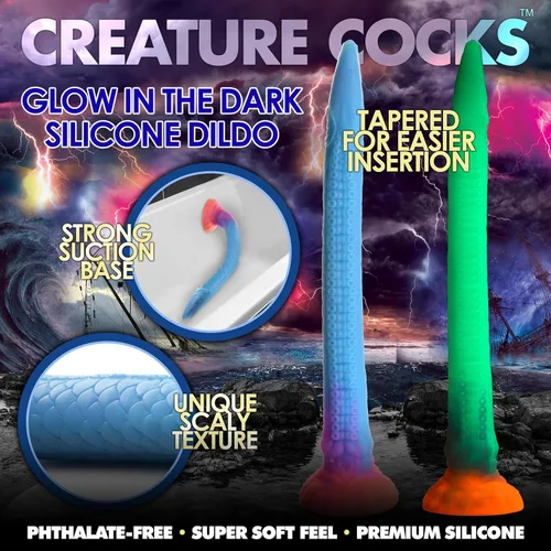 Miniatura 2 de CREATURE COCKS Makara Consolador de Serpiente de Silicona que Brilla en la Oscuridad para Hombres, Mujeres y Parejas. Consolador de Silicona Premium