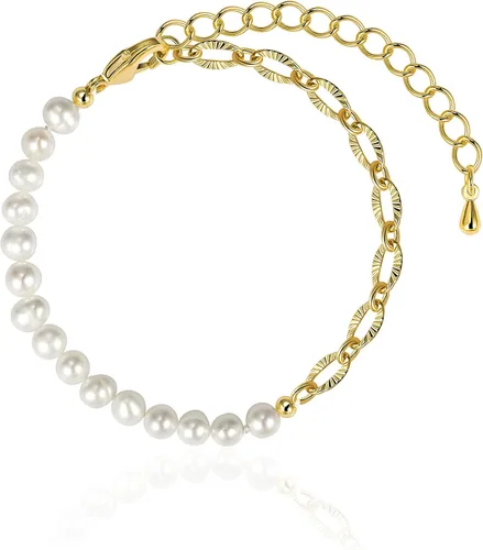 Miniatura 7 de Cowlyn Pearl Bracelet Paperclip Chain Link Baroque Culture Bossimi 14K Gold Filled Colorful Zircon Adjustable Fashion Valentine Charm Dainty