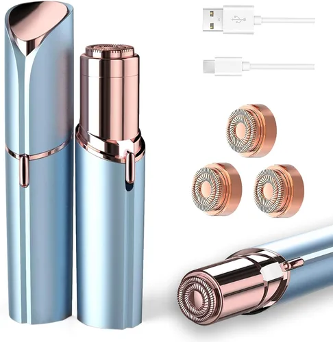 tuokiy Depilación facial para mujeres, afeitadora facial sin dolor para mujeres, afeitadora facial para labios, barbilla con USB recargable, color