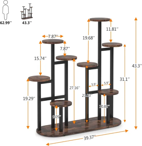 Miniatura 6 de LITTLE TREE Soporte para plantas de 11 macetas de varios niveles para interiores, estante alto para plantas, soporte para plantas, para jardín