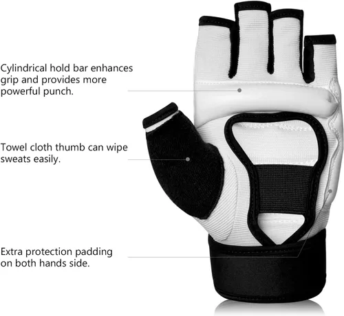 Miniatura 4 de Xinluying Saco de boxeo artes marciales mixtas Sparring Grappling Muay Thai Taekwondo entrenamiento guantes de piel sintética – Muñequeras Blanco
