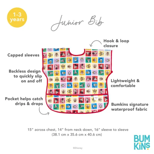 Miniatura 5 de Bumkins Baberos para niñas o niños, bebés, niños pequeños y niños, imprescindibles para comer sin desorden, manga corta, MVP de Disney Mickey & A2