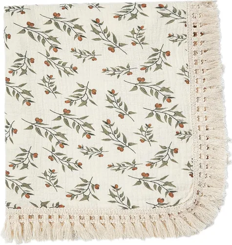 Miniatura 10 de Manta de muselina de algodón Insular con borla, manta de muselina boho bohemia para bebé, manta de recepción con fleco, manta para guardería