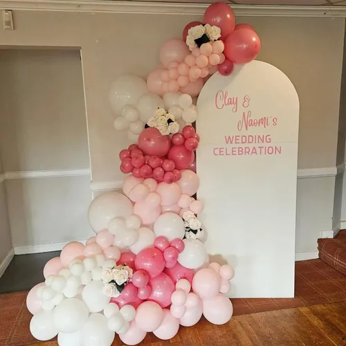Miniatura 52 de Globos rosados y morados, 50 unidades de 12 pulgadas, globos de confeti, globos de látex metálicos rosados y morados con cinta, globos de fiesta