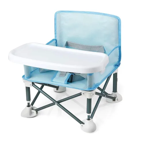 PandaEar Asiento elevador de viaje portátil con bandeja| Asiento plegable para bebé, silla alta para mesa de comedor| Silla de camping compacta para