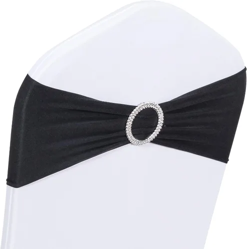 Miniatura 2 de Obstal 10 cintas elásticas de elastano para sillas de recepción de boda, bandas elásticas universales para silla con hebilla deslizante