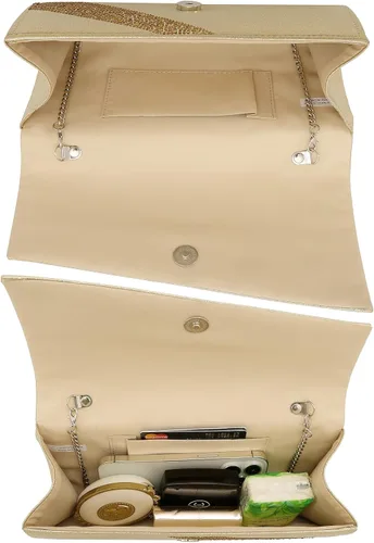 Miniatura 3 de Dasein Bolso de noche de satén con diamantes de imitación para mujer, bolso brillante con purpurina brillante para fiesta, boda, cóctel, baile