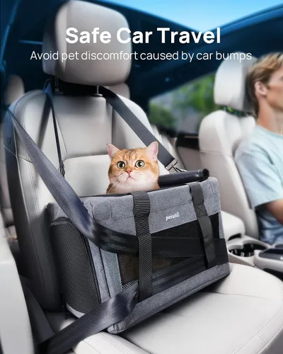 Miniatura 7 de Transportador de gatos aprobado por aerolíneas, transportador de mascotas de lado suave, transportador portátil para perros con estructura estable