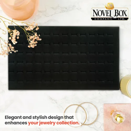 Miniatura 8 de Novel Box - Anillo negro para exhibir 72 ranuras de espuma de 14.25 x 7.62 x 0.62 pulgadas, espuma de almacenamiento de anillos para sostener