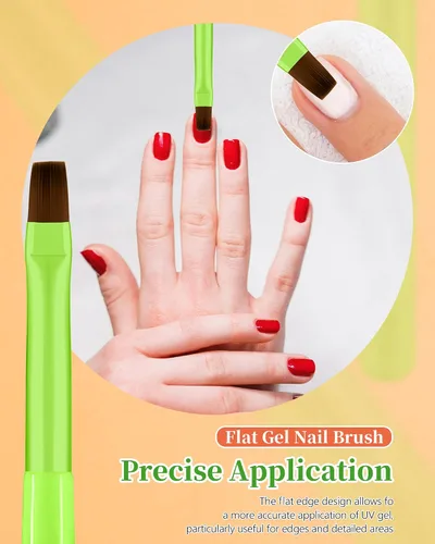 Miniatura 3 de 3 piezas de brochas de limpieza de arte de uñas, brochas de uña redondas/anguladas/planas resistentes a la acetona para remover esmalte de gel