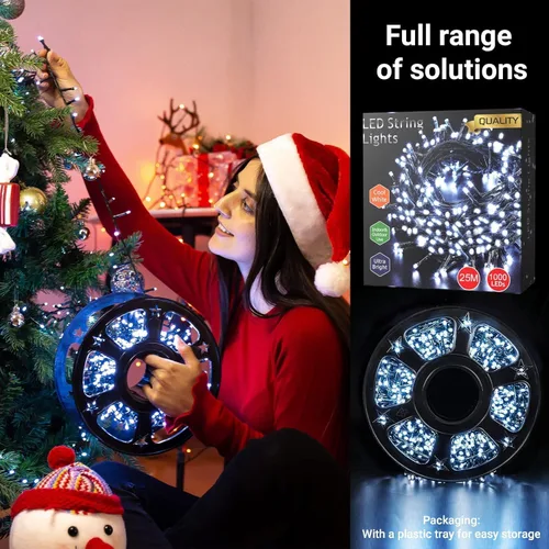 Miniatura 7 de Quntis Luces de Navidad en cadena de racimo de 1000 LED de 82 pies – 8 modos de luces de árbol de Navidad – Luces de Navidad impermeables