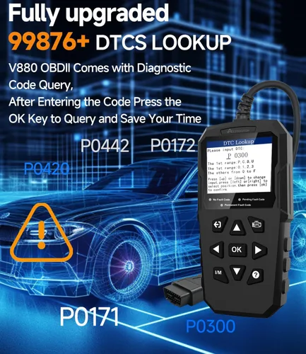 Miniatura 4 de Escáner OBD2, V880 - Lector de código de coche con luz de control del motor con reinicio, datos gráficos en vivo 4 en 1, prueba de smog I/M, escáner