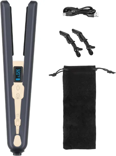Miniatura 9 de Plancha de pelo inalámbrica y rizadores con placa de cerámica de grado de diamante, iones negativos, plancha plana que reduce el encrespamiento, más