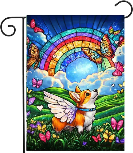 Miniatura 28 de Bandera floral de jardín Golden Retriever para jardín, banderas de bienvenida para exteriores de 12 x 18 pulgadas, bandera de perro de flores