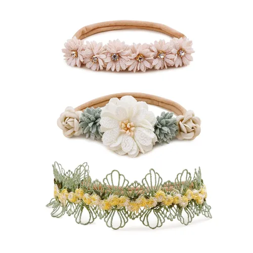 Miniatura 15 de Diadema floral de nailon para bebé, 3 piezas, accesorios para el cabello, regalo para niñas (31#)