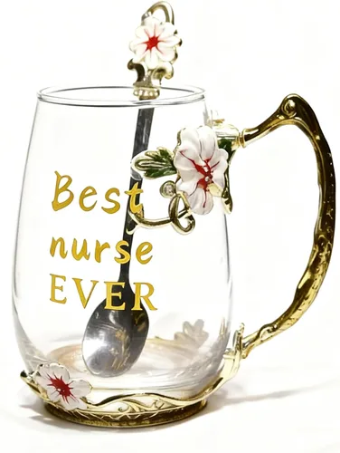 Miniatura 19 de Taza de té de cristal con cuchara y flores, regalo ideal para mujeres, especialmente mamá, en el día de San Valentín, Navidad, cumpleaños, taza