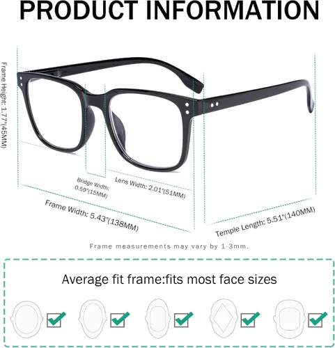 Miniatura 3 de Eyekepper Paquete de 5 lentes de lectura grandes – Lectores cuadrados para hombres y mujeres +0.50