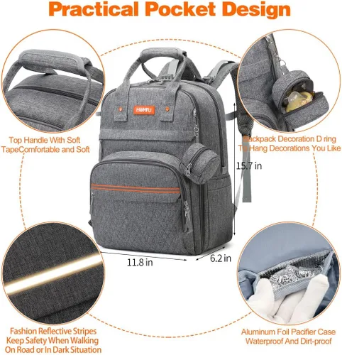 Miniatura 5 de Bolsa de pañales para mamá, hospital, bolsas de bebé para niñas y niños, mochila de viaje grande multifunción para computadora portátil, mochila