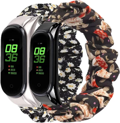 Paquete de 2 bandas compatibles con Amazfit Band 5/Mi Band 5/Mi Band 6 para mujeres y niñas, bandas elásticas de tela suave con patrón impreso para