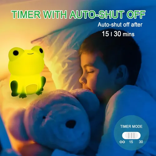 Miniatura 3 de Luz nocturna para niños, lámpara de rana con bonitas calcomanías de rana, lámpara de noche para dormitorio, luz nocturna para bebé, niña, niño