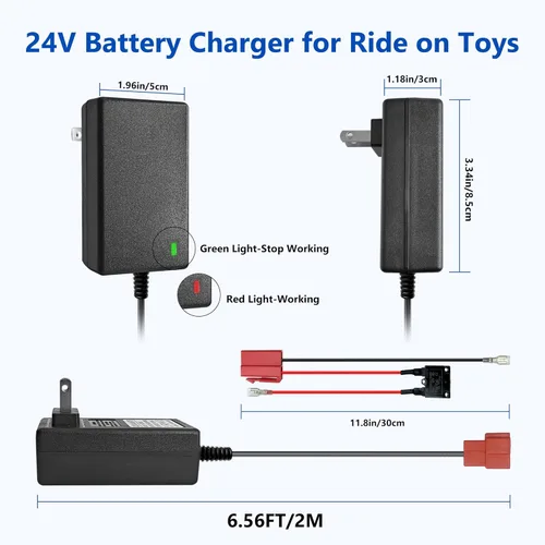Miniatura 6 de Cargador de batería de 24 V y arnés de cable de batería compatible con juguetes de paseo para niños, baterías de 24 voltios (28.8 V) para niños