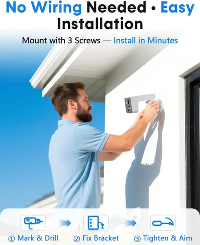 Miniatura 2 de Thybro Cámara de seguridad solar para exteriores 2K visión nocturna: cámara inalámbrica WiFi con detección de movimiento AI, conversación de 2 vías