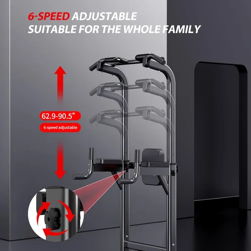 Miniatura 2 de Power Tower - Estación de dominadas y inmersión de altura ajustable, multifunción para entrenamiento de fuerza en el hogar, estación de X