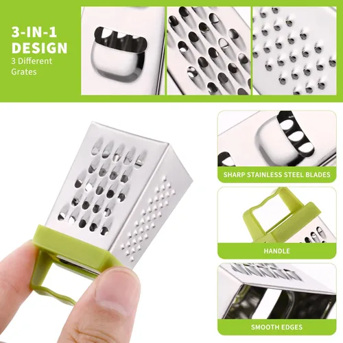 Miniatura 3 de Ciieeo 15 piezas de mini rallador de queso, cortador de verduras de mano de acero inoxidable, rallador de caja para cocina, queso, ajo, jengibre
